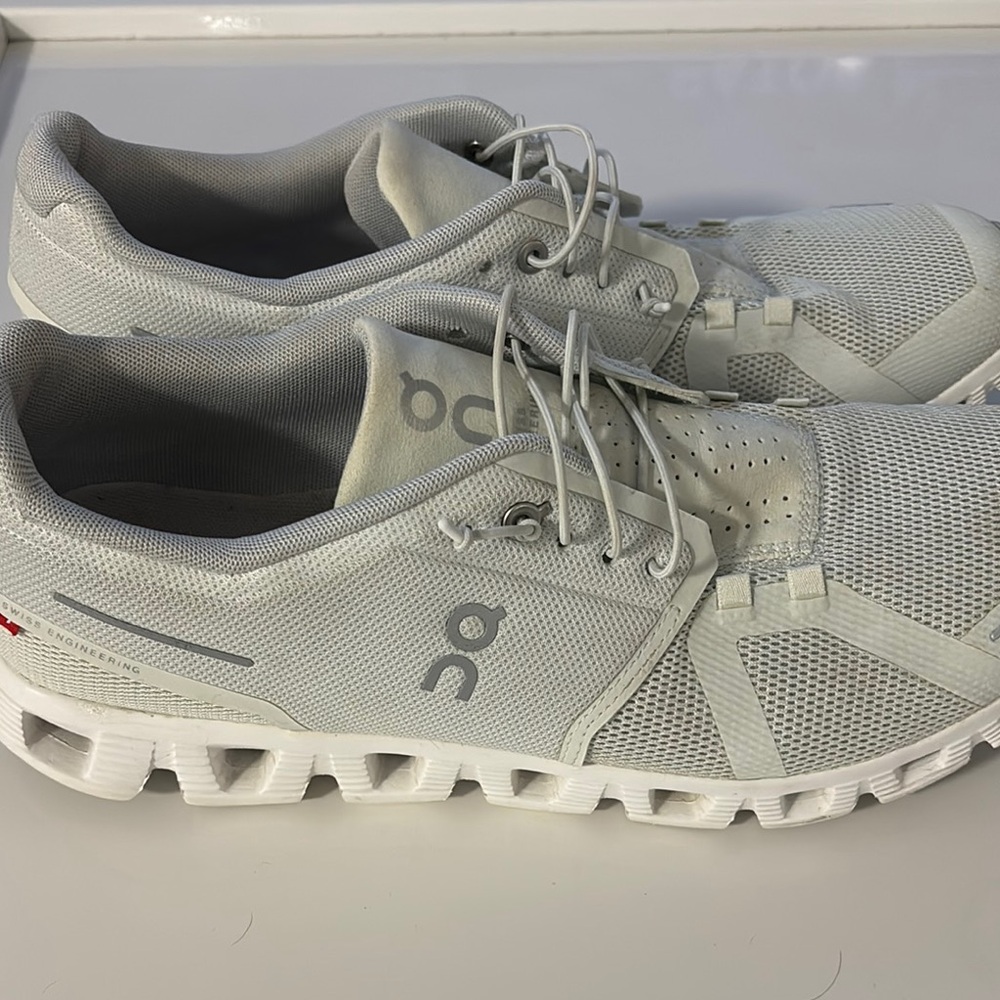 On Cloud, Perfect, Like New,Lightweight Mesh Running Sneakers,Light Gray/White